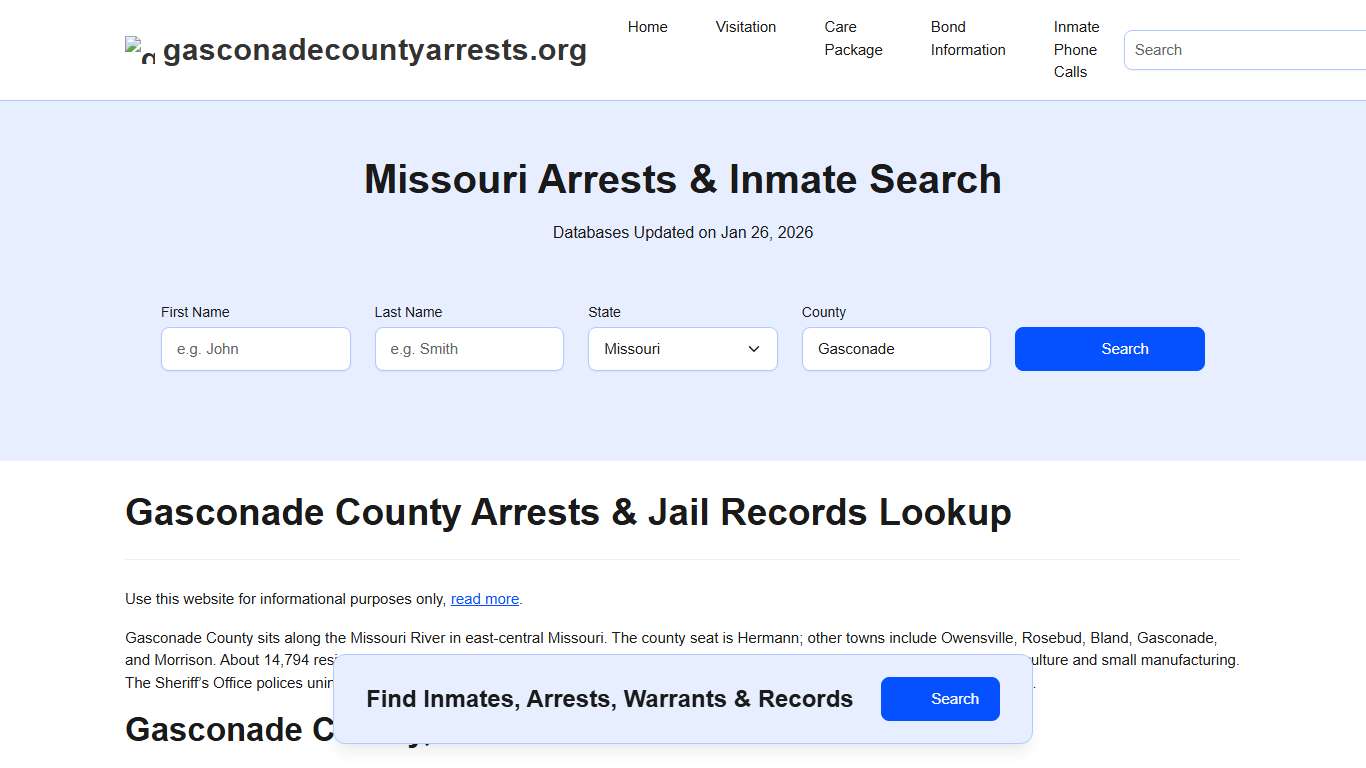 Gasconade County, MO Arrests, Warrants, Police Records Search
