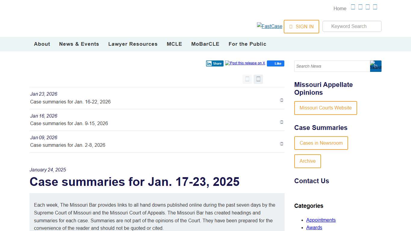 Case summaries for Jan. 17-23, 2025